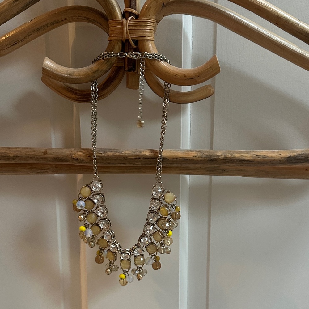 Elegant Silver and Yellow Statement Necklace